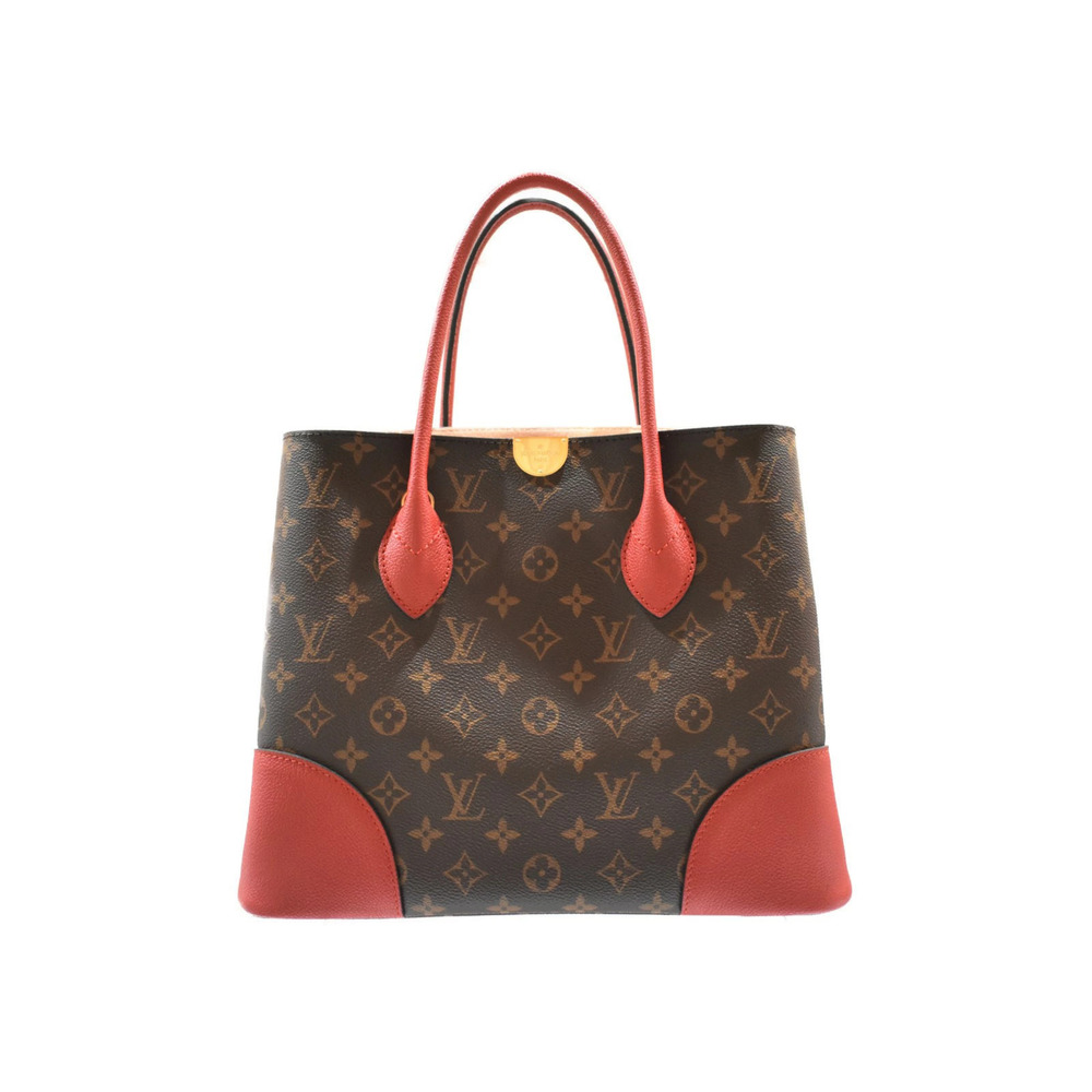 LOUIS VUITTON Flandrin Monogram Brown Red Canvas Leather Handbag
